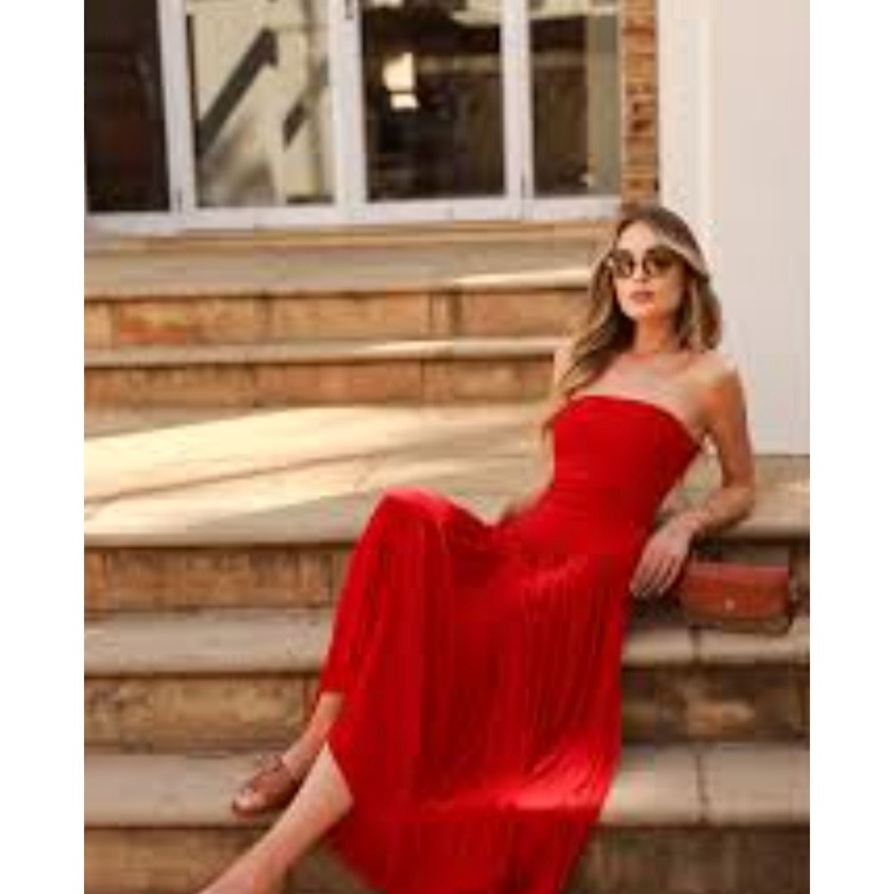 AnaMaria Couture Red Long Dress Small